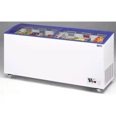 Cong&eacute;lateur bahut vitre bomb&eacute;e SLID-11-R2 - Grande capacit&eacute; 290L - Diamond Gros Lot