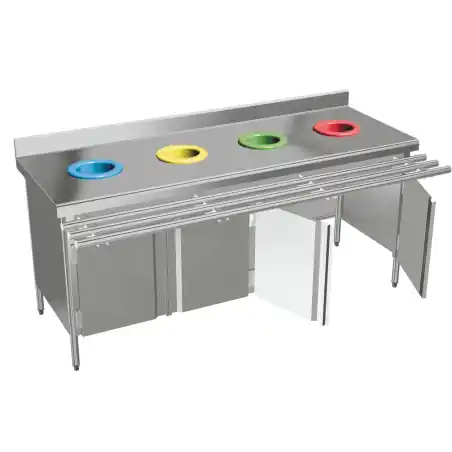 Meuble de pre tri enfant 4 portes - 4 trous vide dechets - Sofinor Soldes