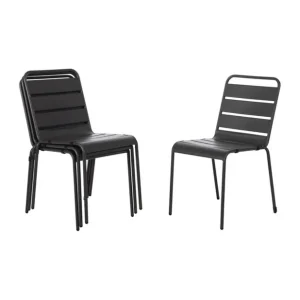 Usine Directe Chaise à lattes en acier Bolero grise lot de 4