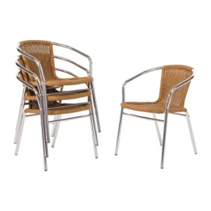 Édition Limitée Fauteuils en rotin et aluminium empilables Bolero