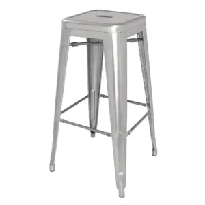 Acheter En Ligne Tabourets hauts en acier galvanisé Bolero Bistro gris argenté (lot de 4) | Gopak - DL876