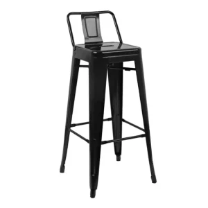 Édition Limitée Tabourets hauts en acier noir avec dossier Bistro (lot de 4) | Bolero - DL882