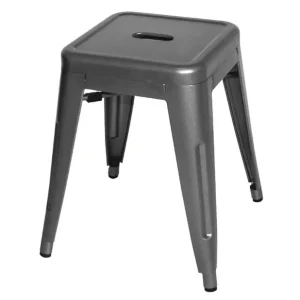 Tabourets bas en acier gris métal Bistro (lot de 4) | Bolero - DM933 Artisanat