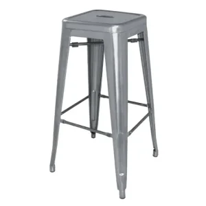 Produit De Marque Tabourets hauts en acier galvanisé Bistro gris métalisé (lot de 4) | Bolero - DM934