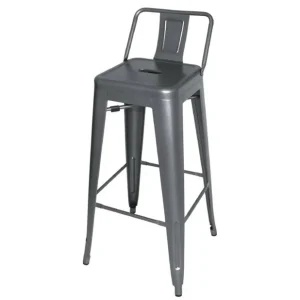 Tabourets hauts en acier gris métal avec dossier Bistro (lot de 4) | Bolero - DM935 Paiement Sécurisé