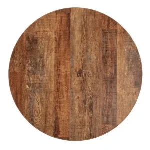 Nouvelle Collection Plateau de table rond 60 cm effet bois vieilli | Bolero - DR822