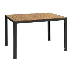 Bon Marché Table rectangulaire en acier et acacia 120 cm | Bolero - DS153