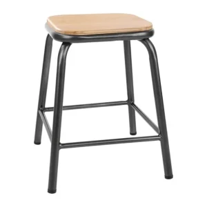 Tabourets bas avec assise en bois Cantina gris métal (lot de 4) | Bolero - FB930 Expédié Aujourd’hui
