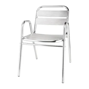 Fauteuils empilables en aluminium avec accoudoirs x4 | Bolero - U501 Quantité Limitée
