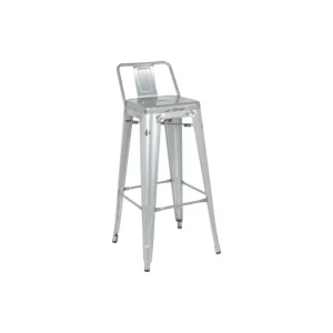 Tabouret haut en acier galvanisé avec dossier Bistro (paquet de 4) | Bolero - DL877 Nouveauté