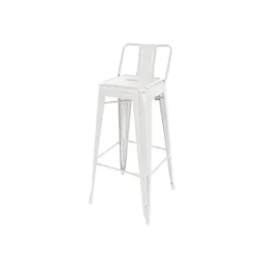 Tabouret haut Bistro en acier avec dossier blanc (lot de 4) | Bolero - DL890 Tendance