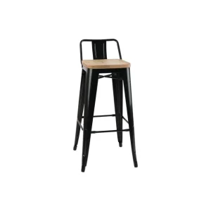 Top Qualité Tabourets bistro hauts avec dossier et assise en bois noirs (lot de 4) | Bolero - FB623