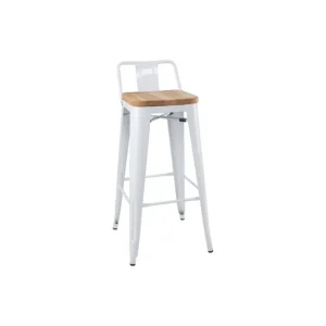 Tabourets bistro hauts avec dossier et assise en bois blancs (lot de 4) | Bolero - FB625 Jusqu’à Épuisement Des Stocks