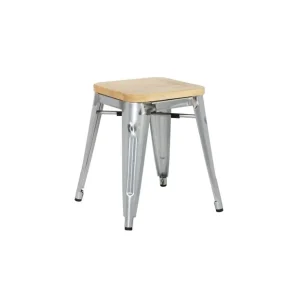 Tabourets bistro bas en acier avec assise en bois (lot de 4) | Bolero - GM634 Nouvel Arrivage