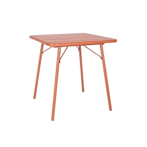 Table carrée à lattes en acier terracotta | Bolero - CK064 Prix Choc