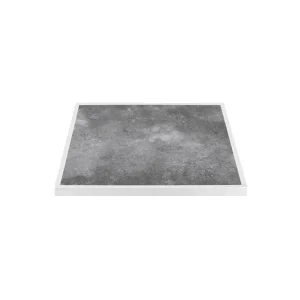 Bon Marché Plateau de table extérieur carré en verre trempé effet pierre foncée bord blanc 700 mm | Bolero - FU517