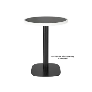 Plateau de table extérieur rond en verre trempé effet granit foncé bord blanc 580mm | Bolero - DL487 Offre Limitée