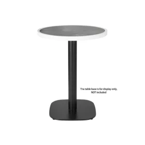 Acheter Direct Plateau de table extérieur rond en verre trempé effet pierre foncée bord blanc 580mm | Bolero - DL488