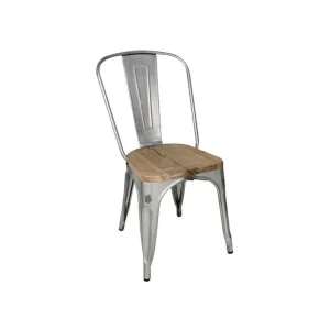 Meilleure Vente Chaises en acier avec assise en bois (lot de 4) | Bolero - GM642