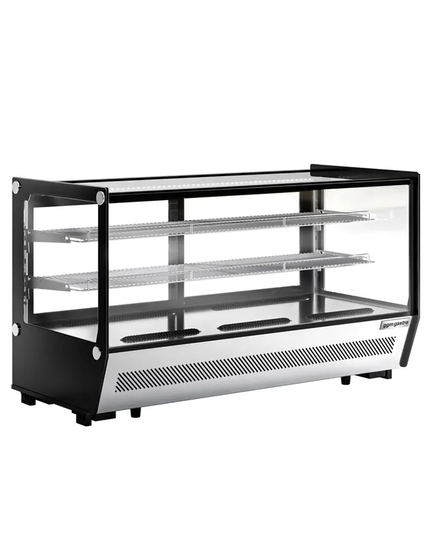 Vitrine réfrigérée positive à poser noire avec éclairage LED et vitre droite - 200 L Promotion