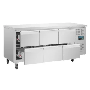 Table réfrigérée centrale positive GN 1/1 profondeur 700 - 6 tiroirs | Série U | Polar - DA548 Petit Prix