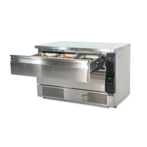 Soubassement double réfrigération 2 tiroirs GN 1/1 Série U | 1230x700x870 mm | Polar - DA997 Fait Main