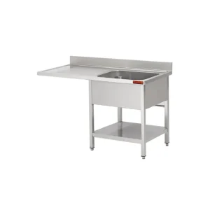 Prix Bas Plonge avec dosseret 1 bac et sous-tablette à gauche et 1 égouttoir et espace LV à droite 1200x700x850mm | Gastro m - GN095