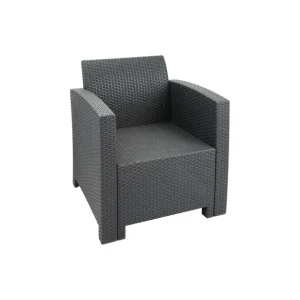 Ensemble fauteuils et table en rotin PP gris | Bolero - DR309 Gros Lot