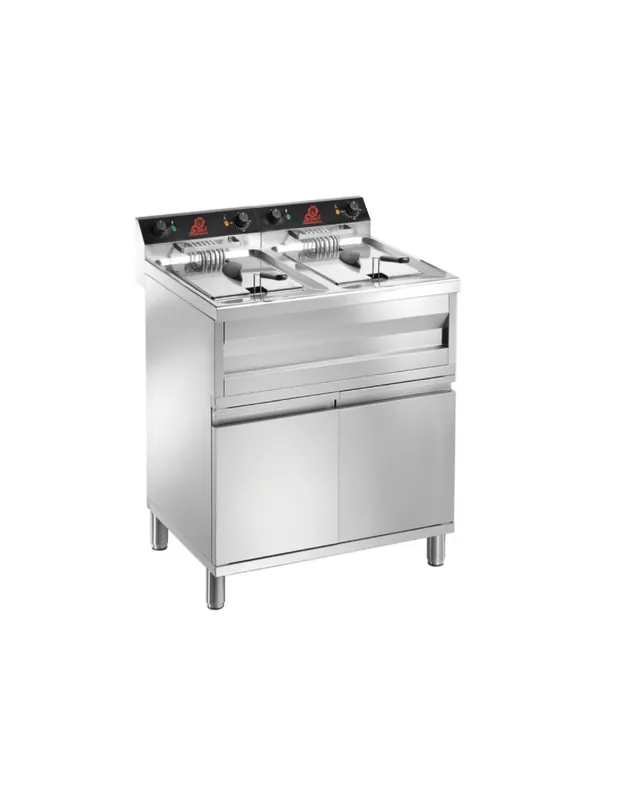 Friteuse électrique sur coffre 2 bacs - 9 + 9 litres | Sofraca - 92994C Top Vente