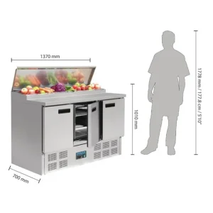 Comptoir de préparation réfrigéré pizzas et salades Série G 390L | Polar - G605 Nouvel Arrivage