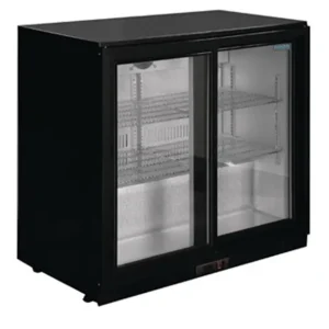 Arrière-bar deux portes coulissantes Série G noir 208L | Polar - GL003 En Vogue