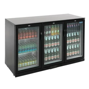 Arrière-bar trois portes pivotantes Série G noir 330L | Polar - GL004 Promotion Saisonnière