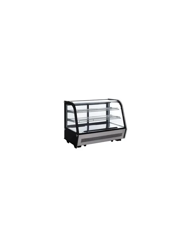 Tendance Vitrine réfrigérée positive à poser noire avec éclairage LED et vitre bombée - 120 L