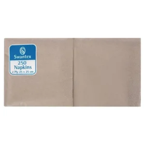 Serviettes cocktail kraft recyclées 250mm 2 plis pliage 1/4 (lot de 2000) | Swantex - DB485 Édition Limitée
