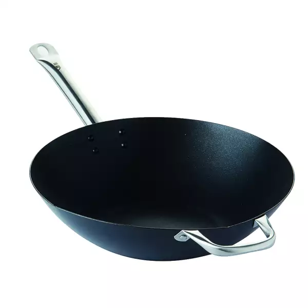 Top Vente Wok Acier Carbone Anti-adhésif Point Virgule
