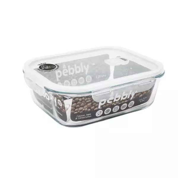 Meilleure Vente Boîte Hermétique Rectangulaire en Verre Pebbly 2,25 litres