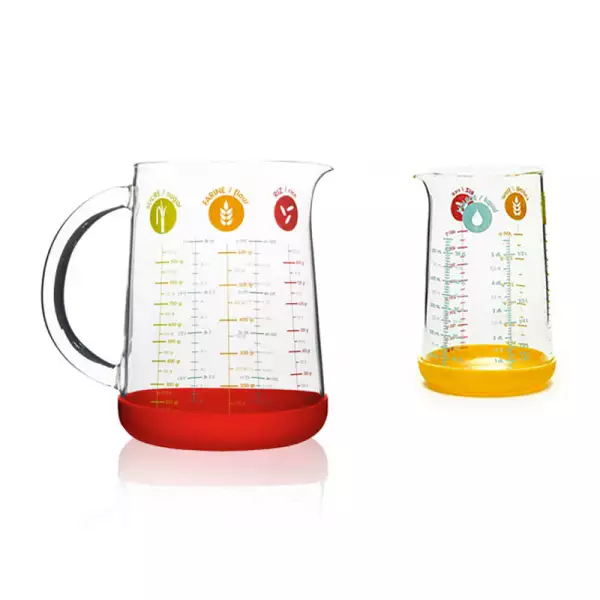 Lot 2 verres mesureurs 1 litre et 500 ml Pebbly Soldes