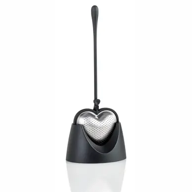 Passoire à Thé AdHoc Big Heart Staand Hart Incl Houder Noir Prix Bas