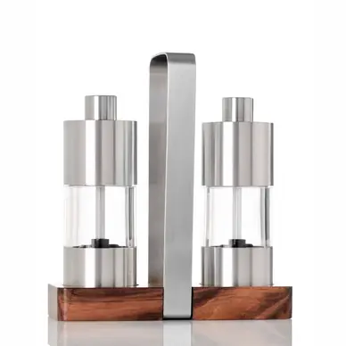 Moulins à poivre et Sel AdHoc Menage Classic avec Support Marron (2- pièces) Nouvel Arrivage