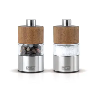 Nouvel Arrivage Moulin à Poivre et Sel AdHoc Acacia Marron Acier Inoxydable 6,2 cm (2- pièces)