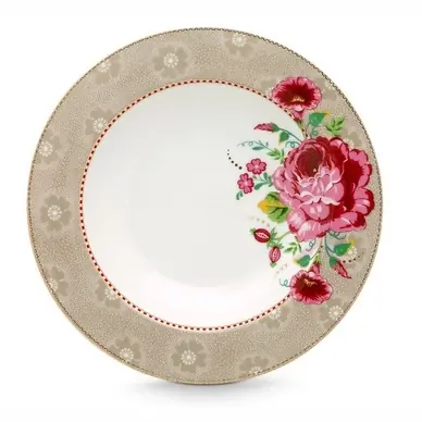 Assiette à Soupe PiP Studio Floral Khaki (21,5 cm) Top Qualité