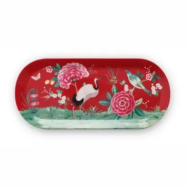 Plat à Cake PiP Studio Bloushing Birds Red (33,3 x 15,5 cm) Top Vente