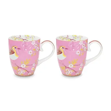 Dernier Modèle Mug Pip Studio Early Bird Pink Large 350 ml (Lot de 2)