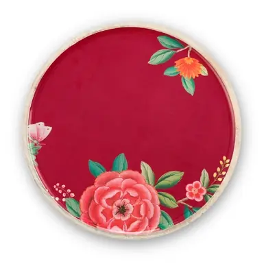 Prix Réduit Assiette de Service Pip Studio Blushing Birds Wood Enamelled Red 30 cm