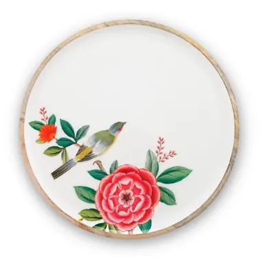 Assiette de Service Pip Studio Blushing Birds Wood Enamelled White 32 cm Réduction