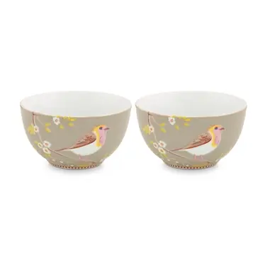 Bol Pip Studio Early Bird Khaki 15 cm (Lot de 2) Premium