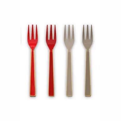 Tendance Fourchette à Dessert Pip Studio Blushing Birds Enamelled Khaki Red 16 cm (Lot de 4)
