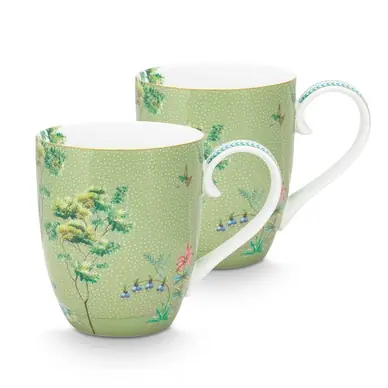 Tasse Pip Studio Jolie Heron Green 450 ml (Lot de 2) Dernière Chance