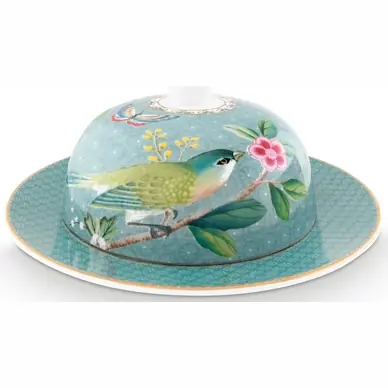 Paiement Sécurisé Beurrier Pip Studio Blushing Birds Blue 17 x 8 cm
