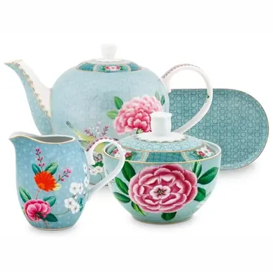 Service à Thé Pip Studio Blushing Birds Blue (Set 4) Pas Cher
